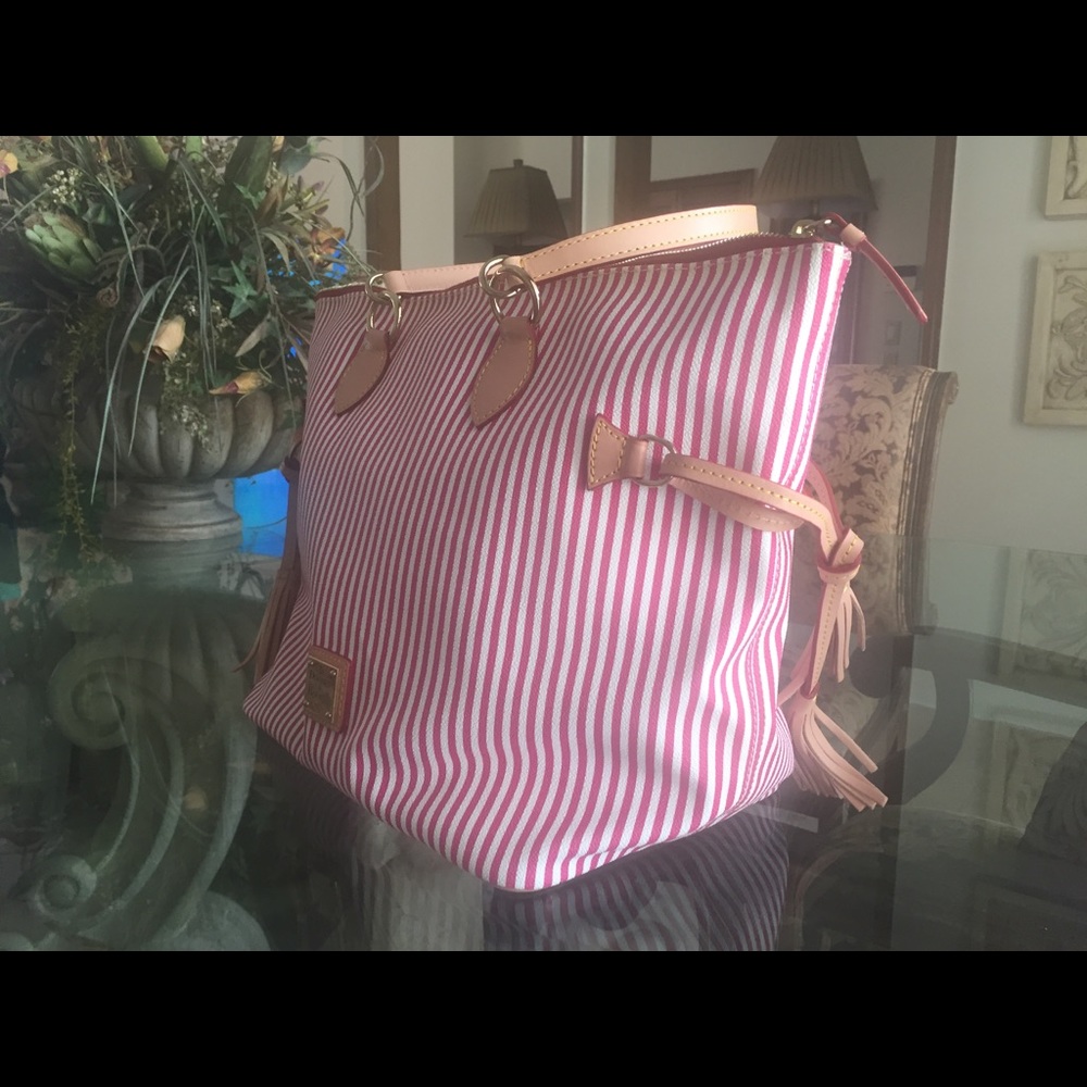 Dooney & Bourke red and white striped tote - Picture 8 of 8
